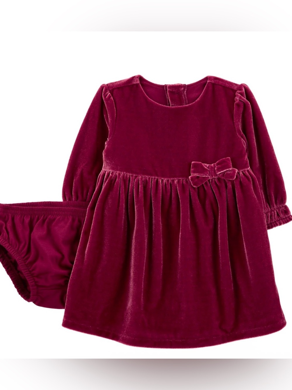 Carter's Child of Mine Baby Holiday Maroon Velvet Dress & Bloomer Set 3-6 month